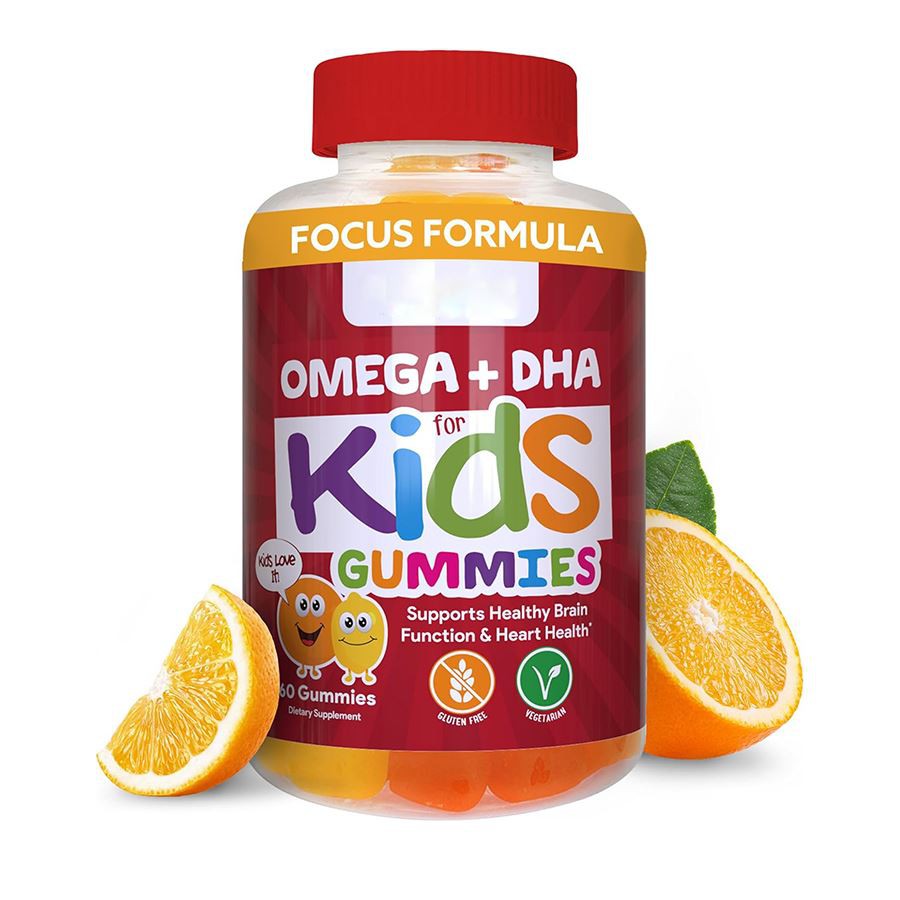 Konsantre fòmil omega dha pou timoun gummies sipò nati a pou ap grandi lespri kè